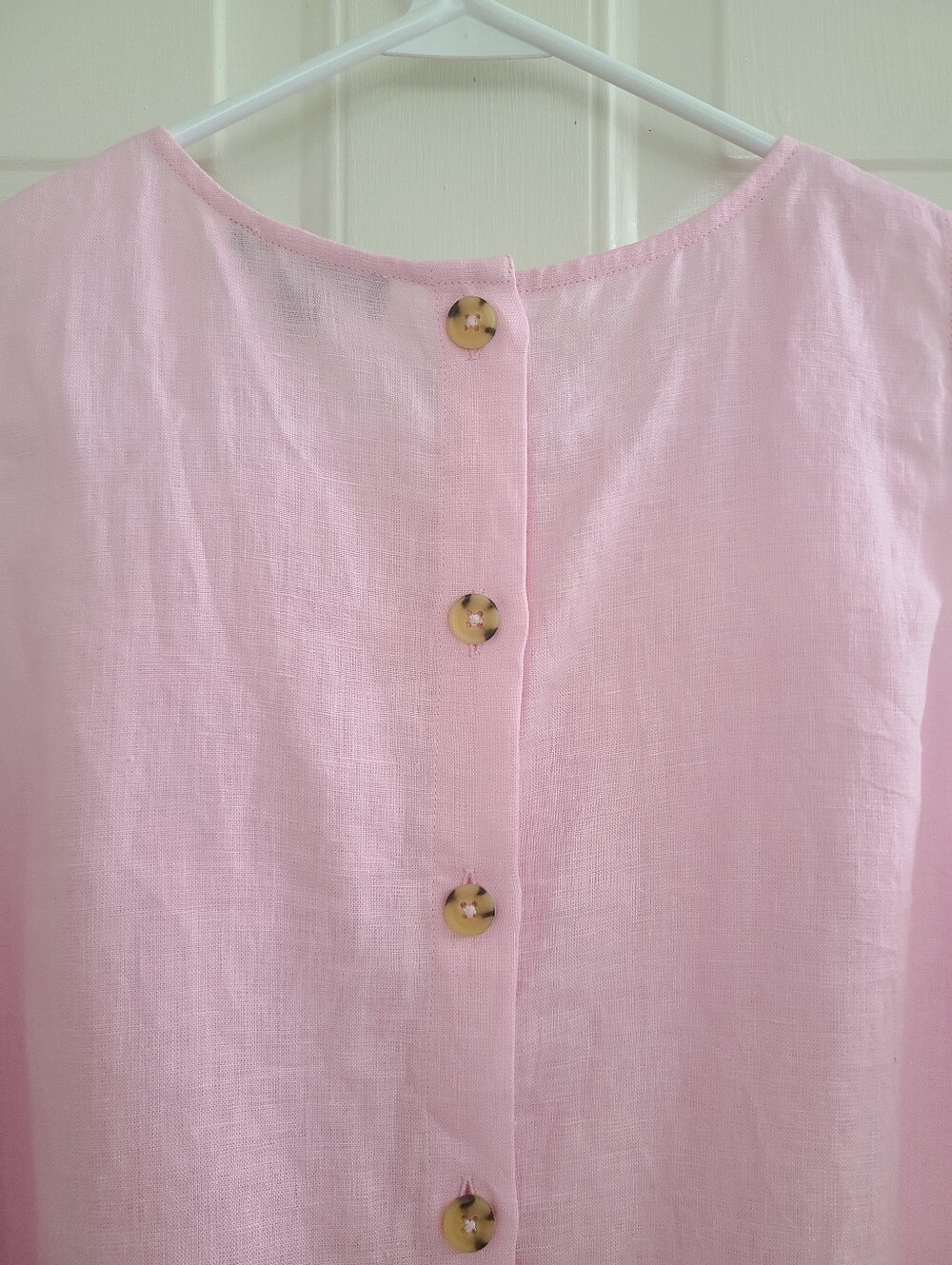 J Crew Maxine Button Back Linen Top Sleeveless Tank Size M Light Pink Cropped - Picture 5 of 10